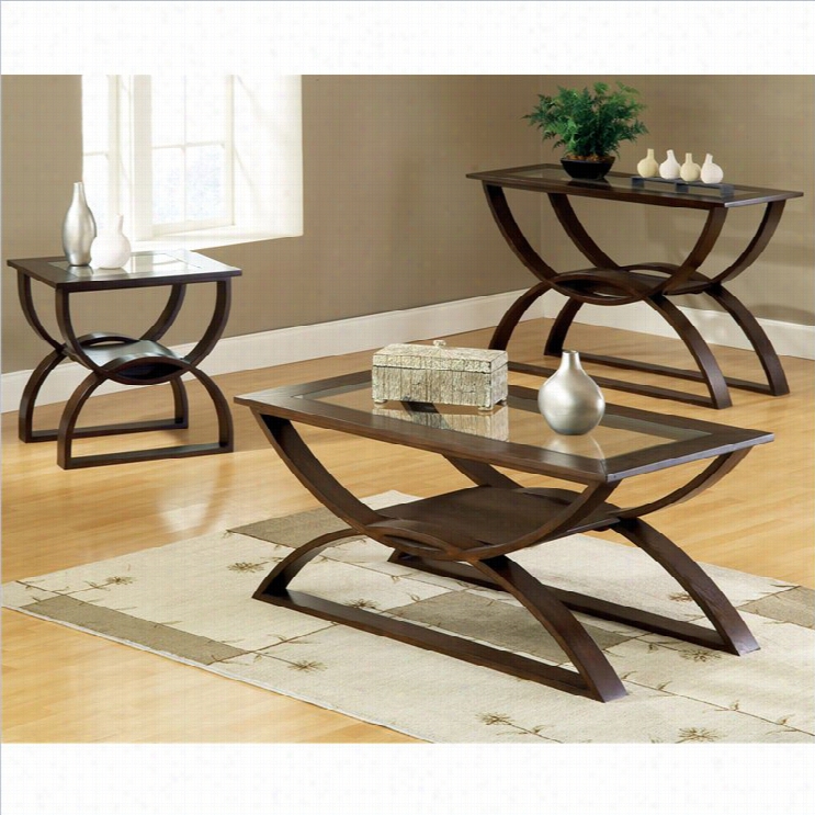Steve Silver Company Dyl An 3 Piece Cocktail Table Set In  Cherry