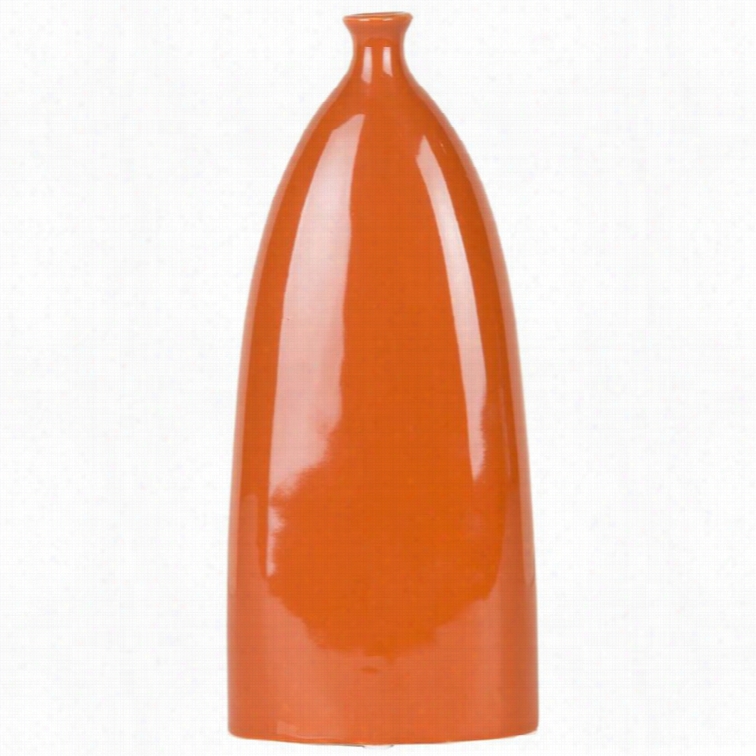 Surya Natural 8.1 X 10.2 Ceramic Vase In  Glossy Orange