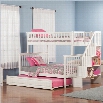 Atlantic Furniture Woodland Slat Bunk Bed with Trundle Bed in White-Twin Over Twin