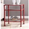 Southern Enterprises Glass Top Metal End Table in Red
