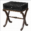 Uttermost Lok Black Faux Leather Accent Table in Antique Walnut