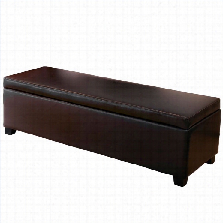 Trent Home Cara Leather Storage Ottoman In Brown