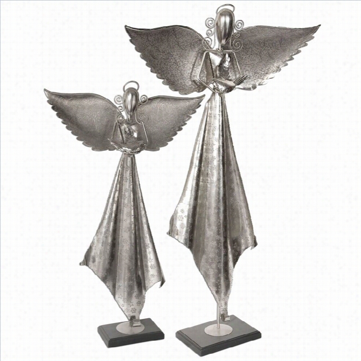 Uttermost Angel S Aantique Nickel Sculpture (set Of 2)