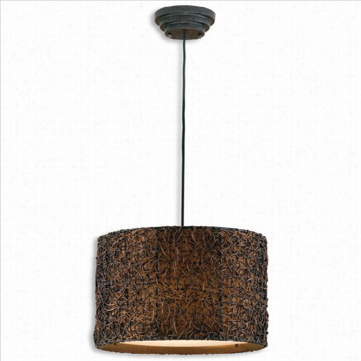 Uttermost Knotted Rattan Drum Pendant In Espredso