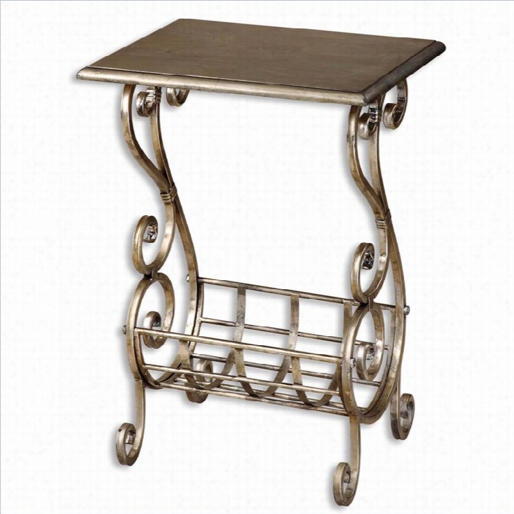 Uttermost Lilah Magazine Table In Lightly Burnished Silver Leaff