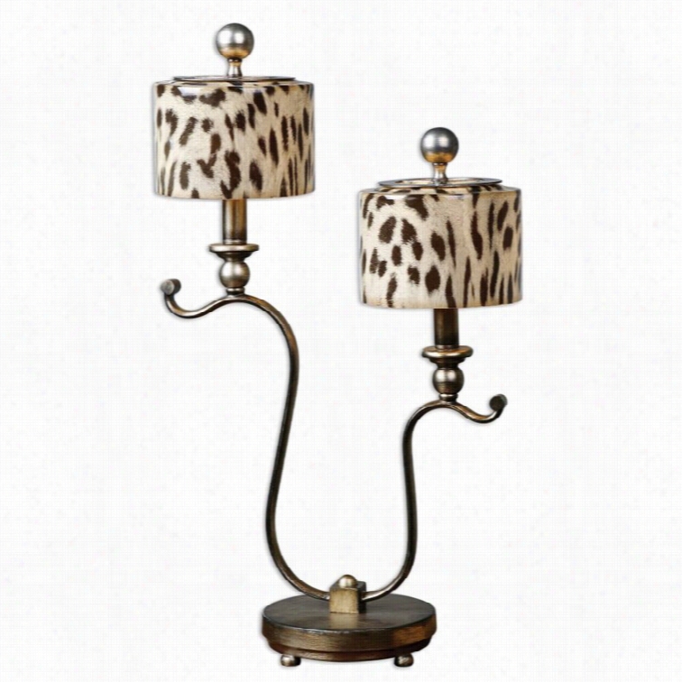 Utterjost Malawi Cheetah Print Accent Lamp In Antiqued Siver