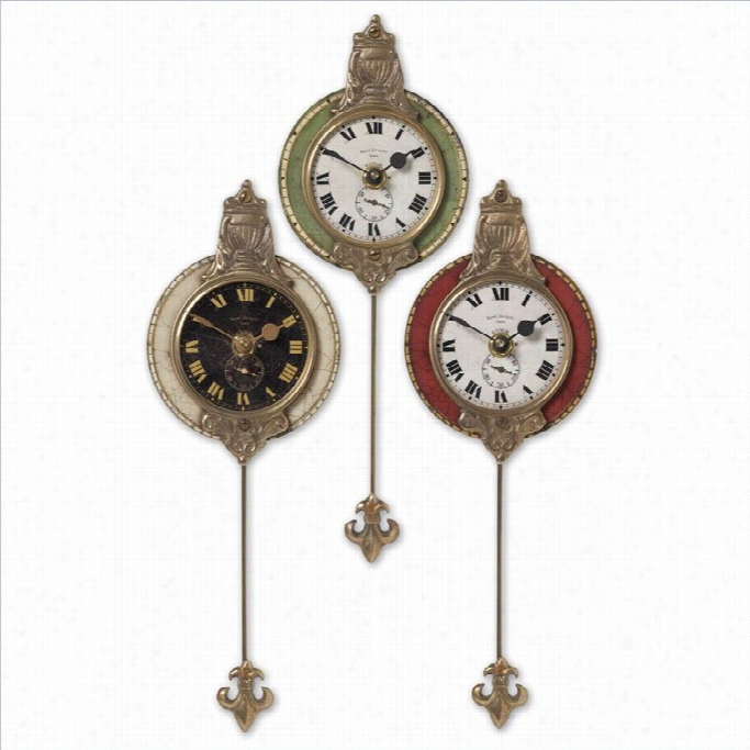 Uttermost Monarch Cast Brass Wall Clock (set Of 3)