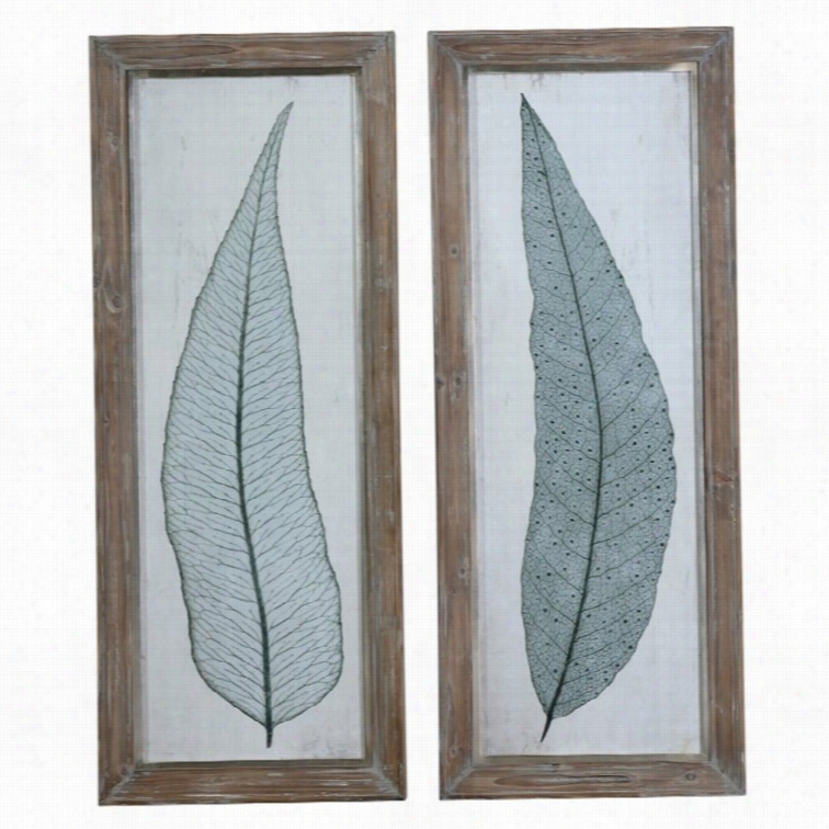 Uttermst Tall Elaves Wood Framed Art In Taupe And Gray (set Of 2)