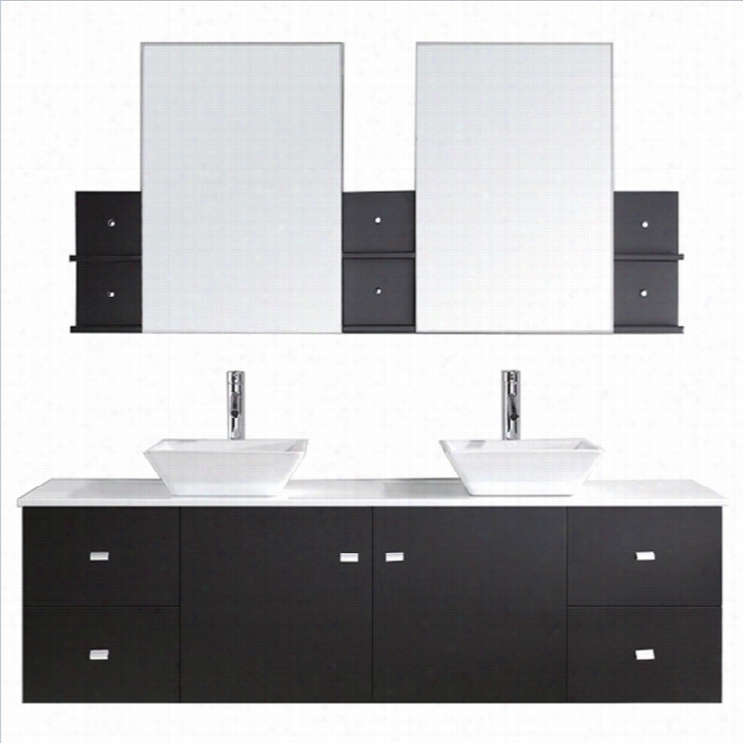 Virtu Usa  Clarissa 72 White Stone Double Bathoom Vanity Set In Espresso