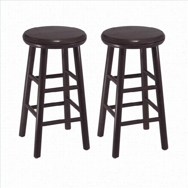 Winsome 24 Swivel Kitchen Stool In Dark Espresso (sset Of 2)