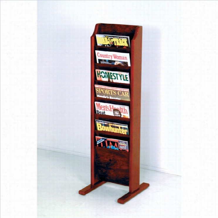 Woody Mallet Free Sfanding 7 Pocket Magazine Rack In Mahogany