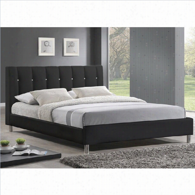 Baxtonstudi Vino Platform Bed With Upholstered Headboard In Black-full