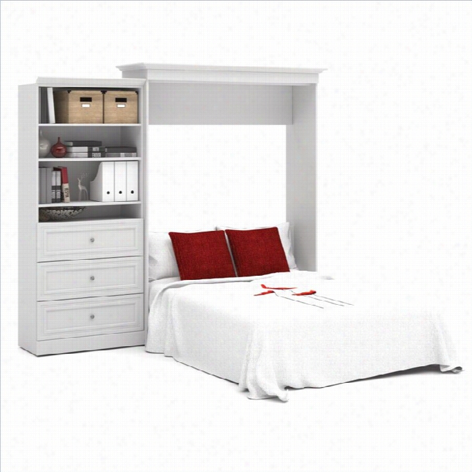 Beatar Versatile 101' Queen Wall Bed  With 3-drawer Stofage Unit White