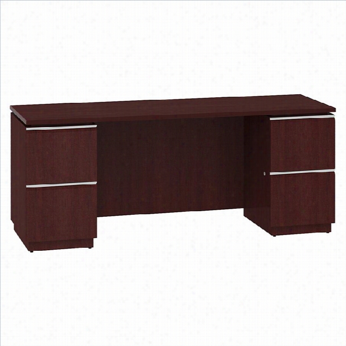 Bush Bbf Milano2 72w Double Pedestal Kneespace Credenza In Harvestc Herry