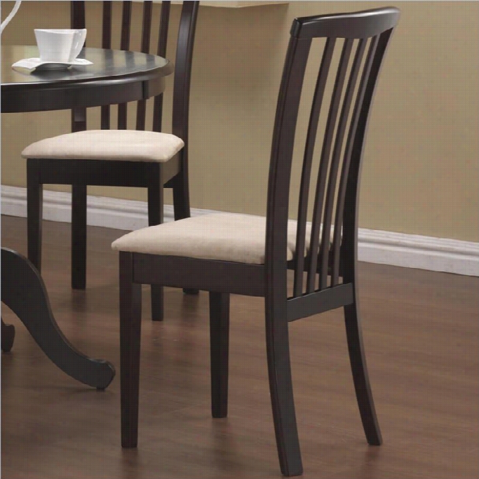 Coaster Brannann Slat Back Dining Chair With Upholsered Seat In Rich Cappuccino