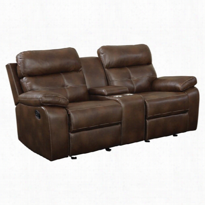 Coaster Damiano Faux Leather Motion Glider Reclining Loveseat In Brown