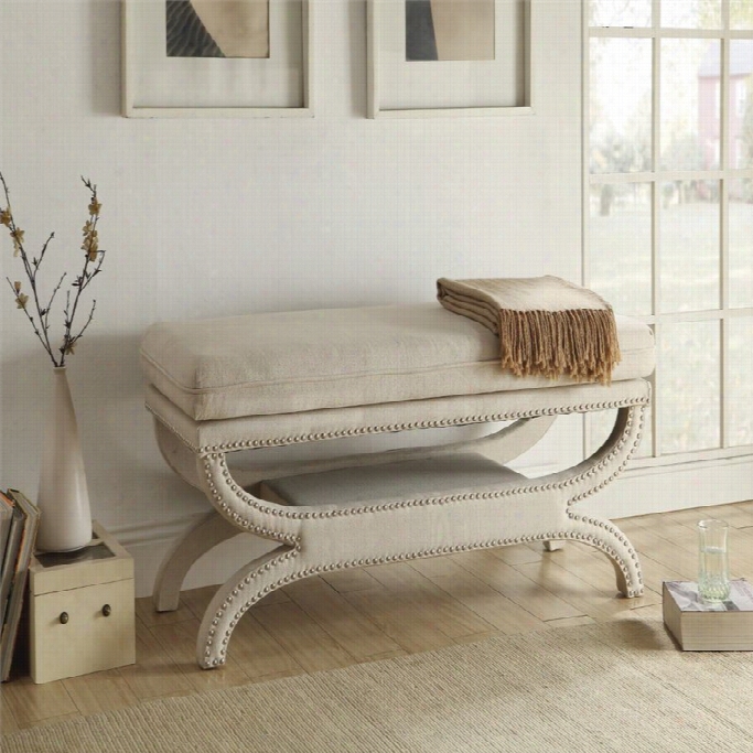 Coaster Fully Upholsterrd Bench In White