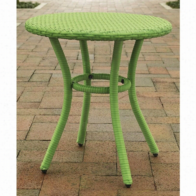 Crosley Palm Harbor Outdoor Wicker Round Side Table In Green