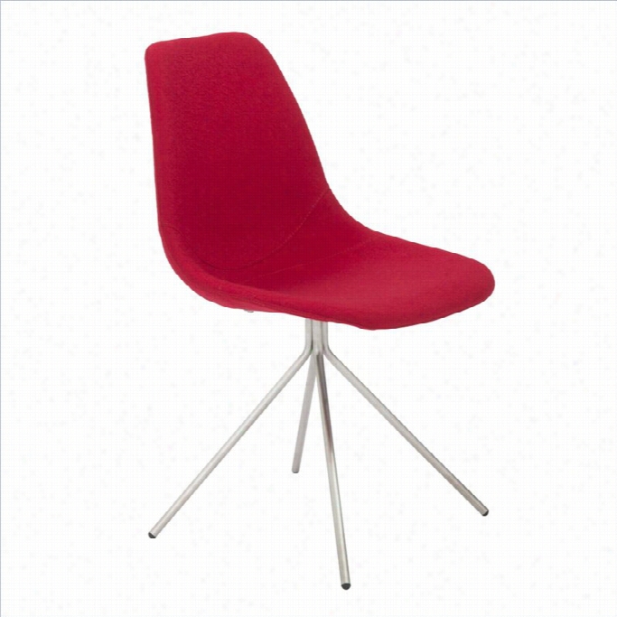 Eurostyle Dax Dining Chair In Red Fabric And Brushed Stainless Steel