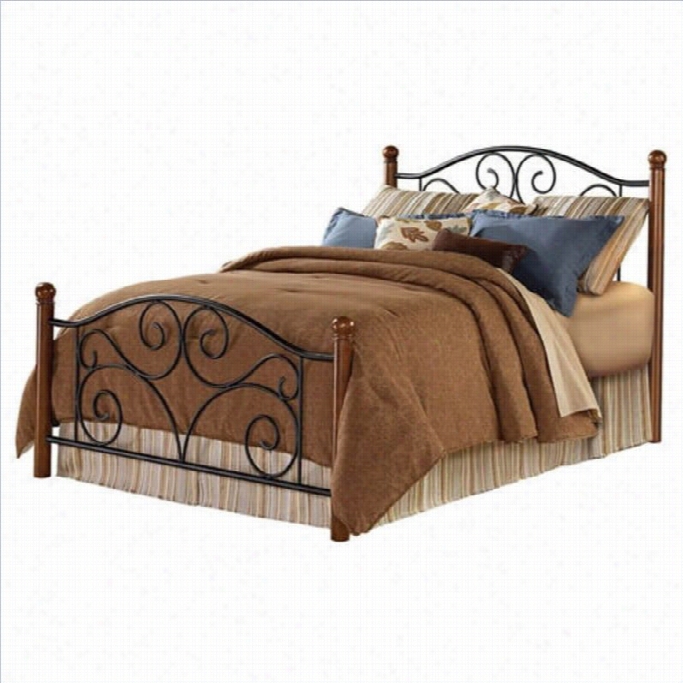 Fashion Bed Doral Metal Poster Bed In Black Ane Walnut-full
