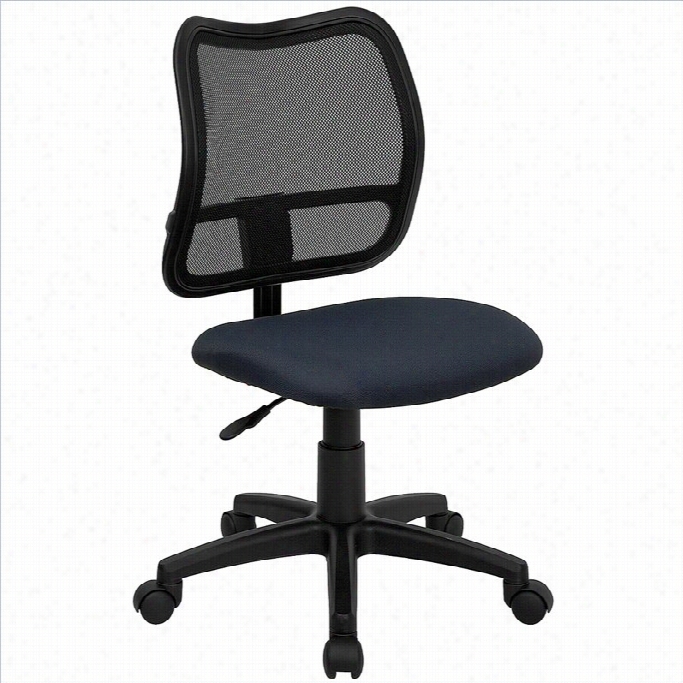 Flash Furniture Mid Bacj Mesh Office Chair With Navy Blue Texture Seat