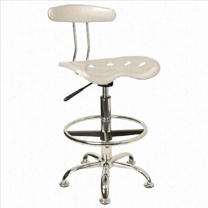 Flash Furrniture Vibrant Drafting Chair Seat In Silver And Chrome