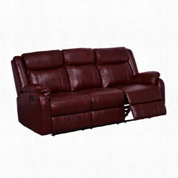 Global Furniture Usa Faux Leather Reclining Sofa In Burgundy