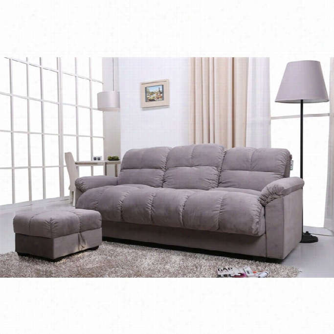 Gol Sparrow Philaa Fabric Storage Convertible Sofa And Ottoman In Gray