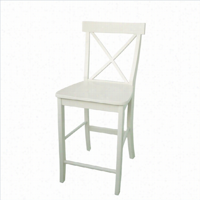 International Concepts X-back 24 Stool In Linen White