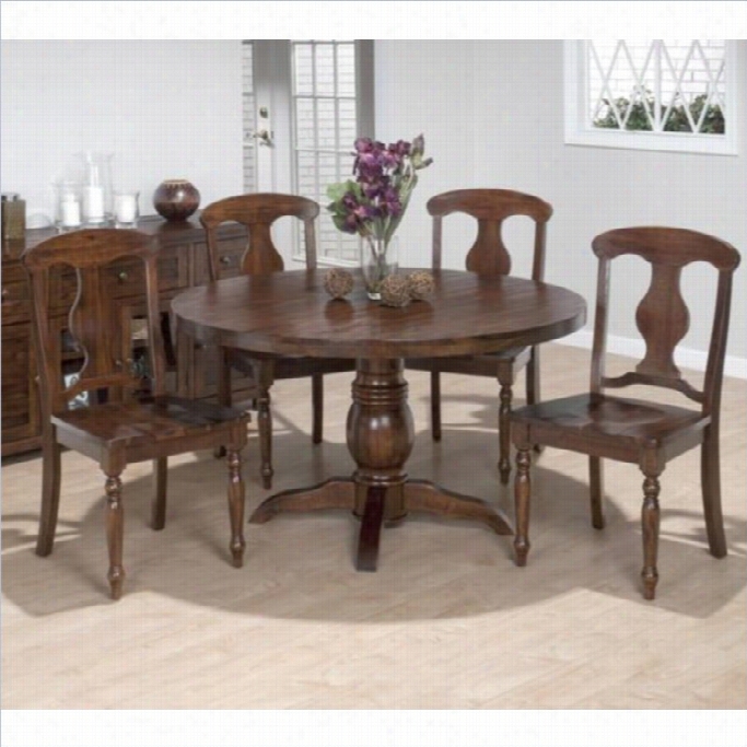Jofran 5 Piece Round Dining Set With Napolon Cahirs In Urban Lodge Brown