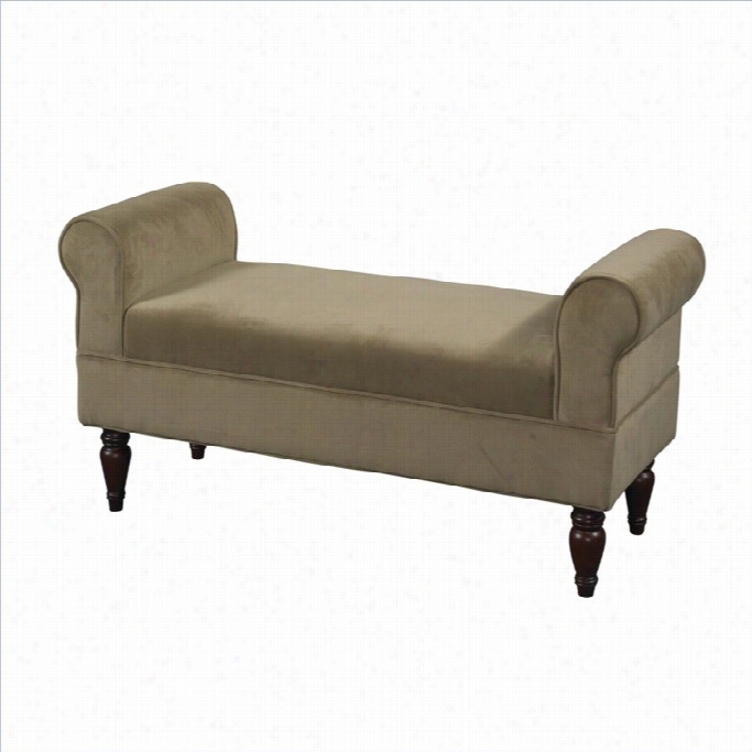 Linon Lillian Upholstered Coffee Efabric Bench In Dark Mahogany