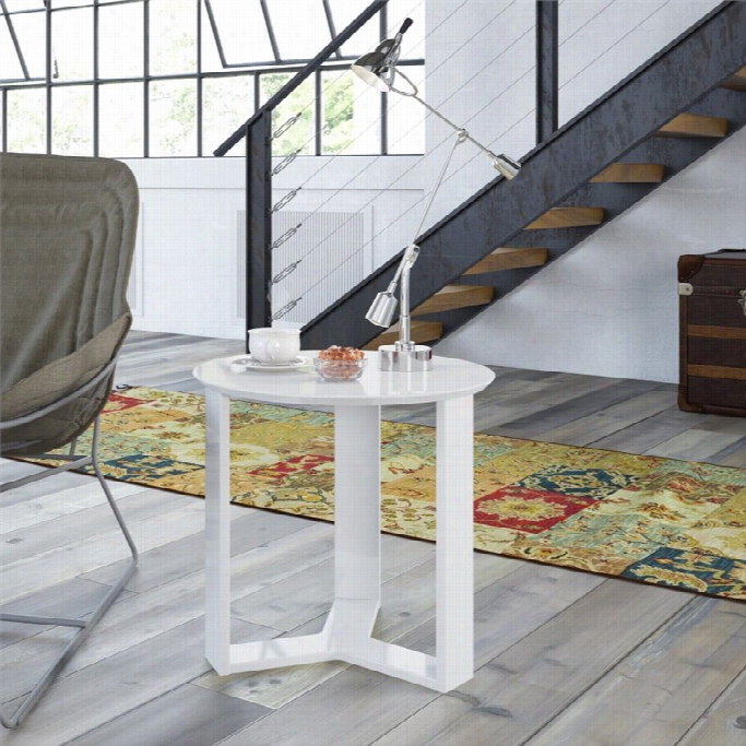 Manhattan Comfoort Madison 2.0 Series Round End Table In White Glods
