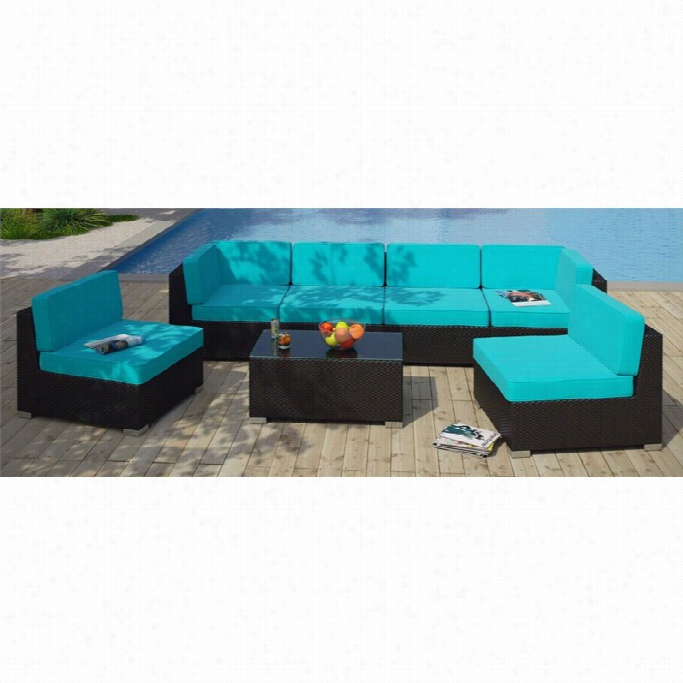 Modwsy Aero 7 Ppiece Outdoor Sofa Set In Espresso And Turquoise