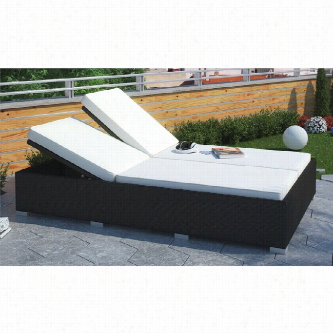 Modway Evince Double  Patio Chaise In Espresso And White