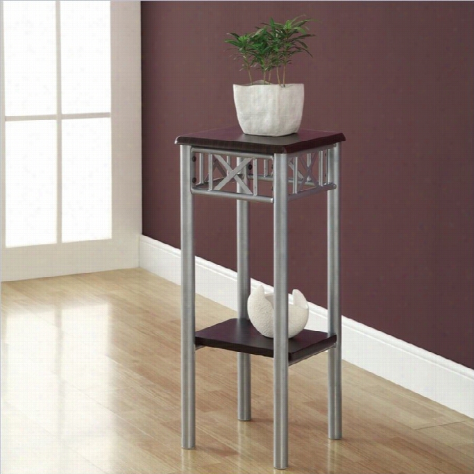 Monarch Plant Stand In Cappuccino And Silver