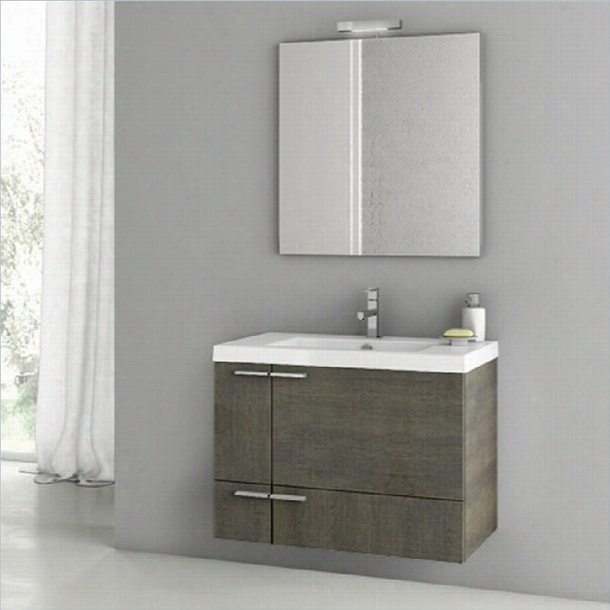 Nameek's Acf New Space 31 Wall Mounted Bathroom Vaniy Set In Grey Oak Senlis