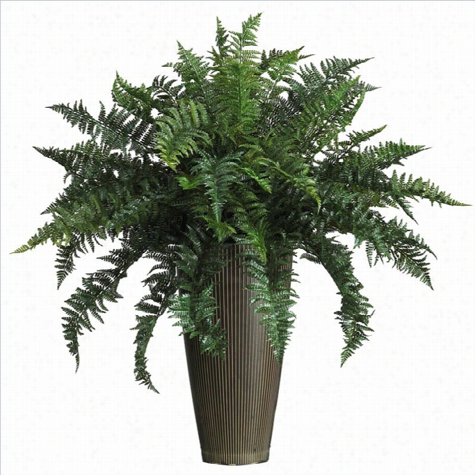 Nearly Natral Rruffle Fern With Decorative Vase Silk Plant In Grreen