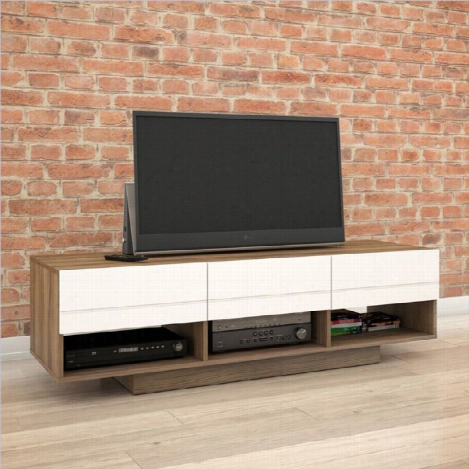 Nexera Sequence 60 Tv Stand In Walnut And White
