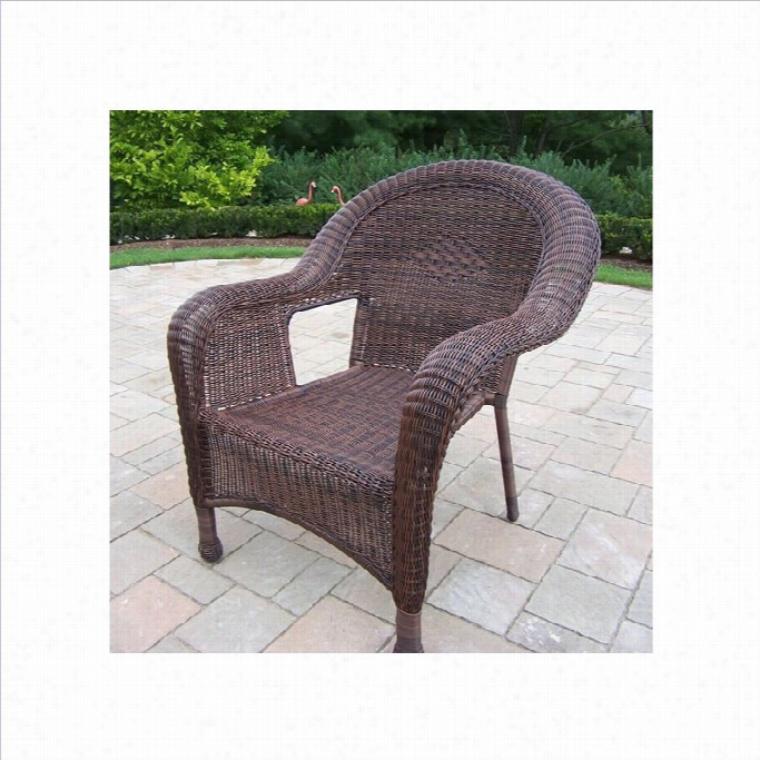 Oakland Living Resinwicker Arm Chair In Coffee (set Of 2)