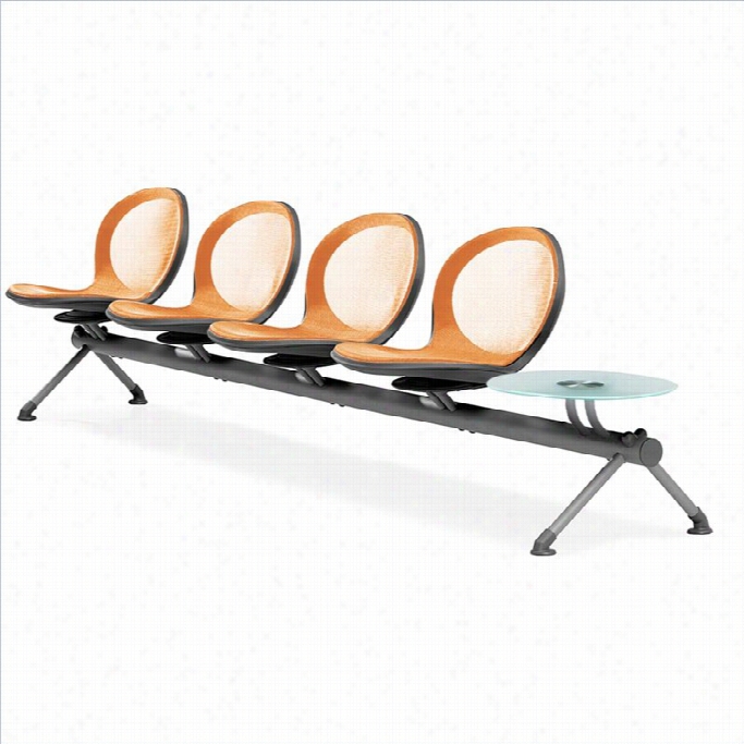 Omf Beam  Guest Chair With 4 Seats And Table In Orange