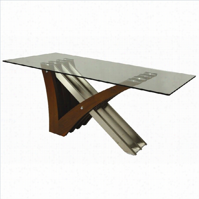 Pastel Furniture Akasha Glass Top Dining Table In Steel/walnut