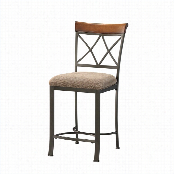 Powell Furniture Hamilton 24 Counter Stool In Pewter And Bronze