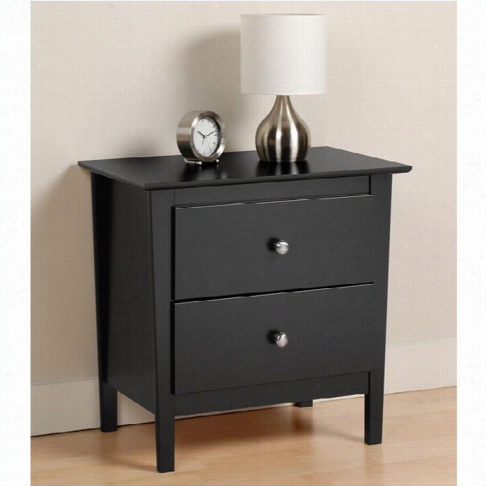 Prepac Berkshire 2 Drawer Nightstand In Bl Ack