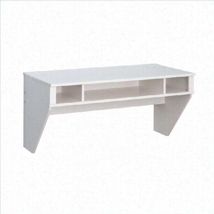 Prepac Esigner Floating Desk In  Fresh White Finish