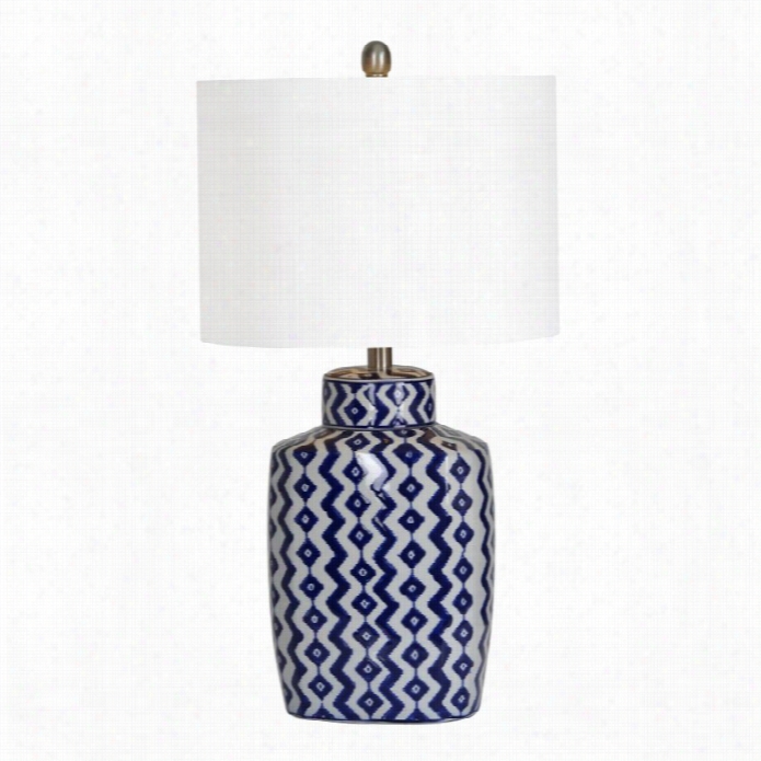 Renwil Beryl Table Lamp In Blue And White Chevron