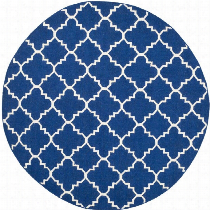 Safavieh Dhurries Dark Blue Contemporary Rug - Round 4'