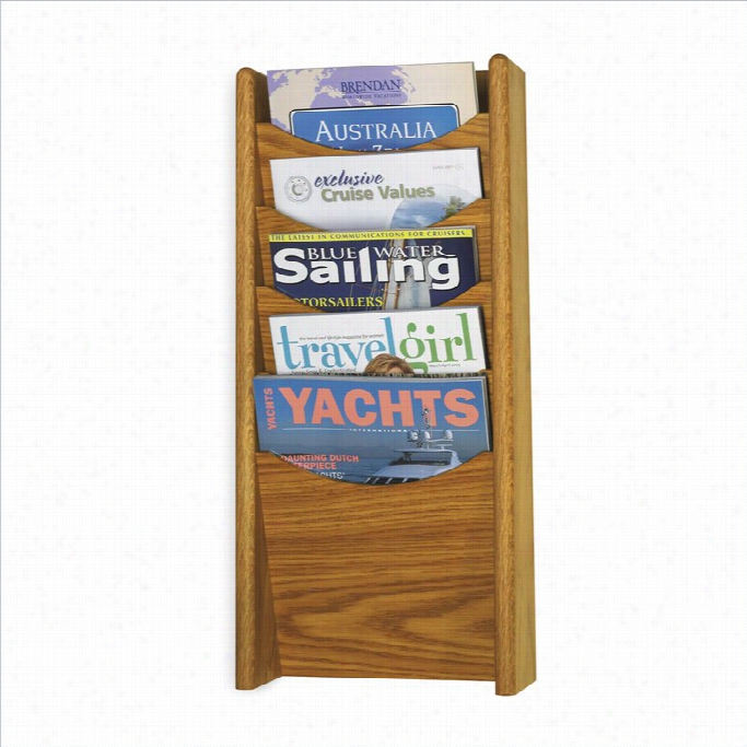 Safco 5-pocket Owod Magazine Rack In Mediumoak