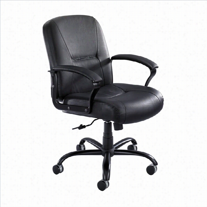 Safco Calmness Mid Back Big Adn Tall Charge Chair In Black Leather