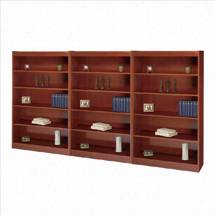 Safco Workspace 60h Five Shelf Square-edge Wall Bookcase  In  Cherry