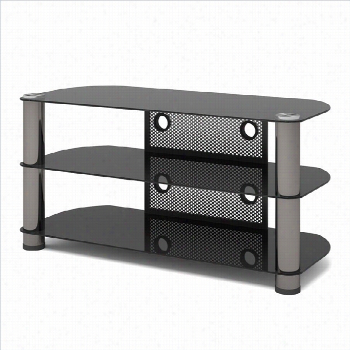 Sonax By Corliving  New York Gl Ass 50 Flat Panel Tv Stand In  Black